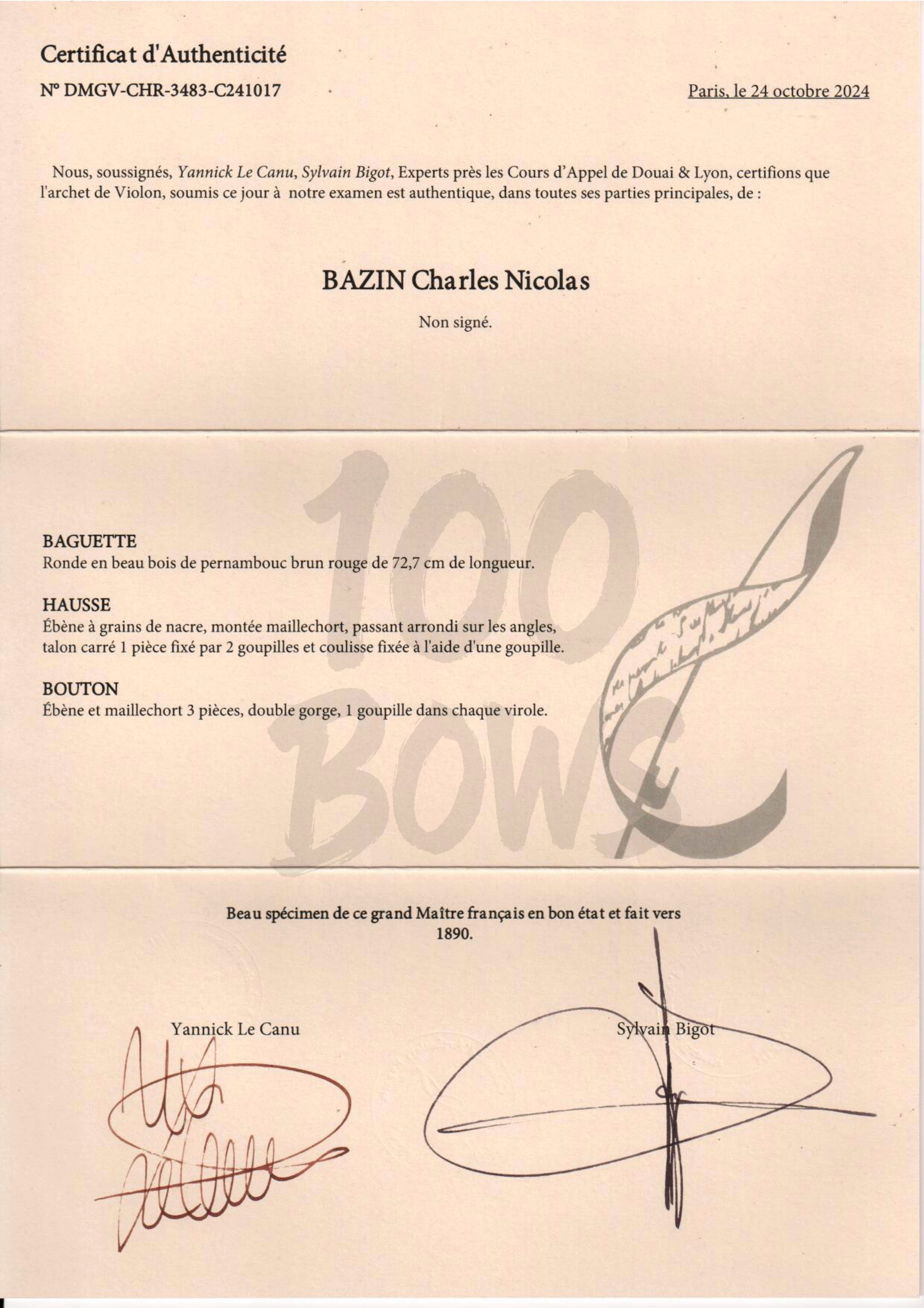BAZIN Charles Nicolas 1890